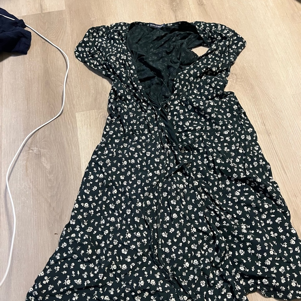 Brandy Melville Dark Green Floral Dress